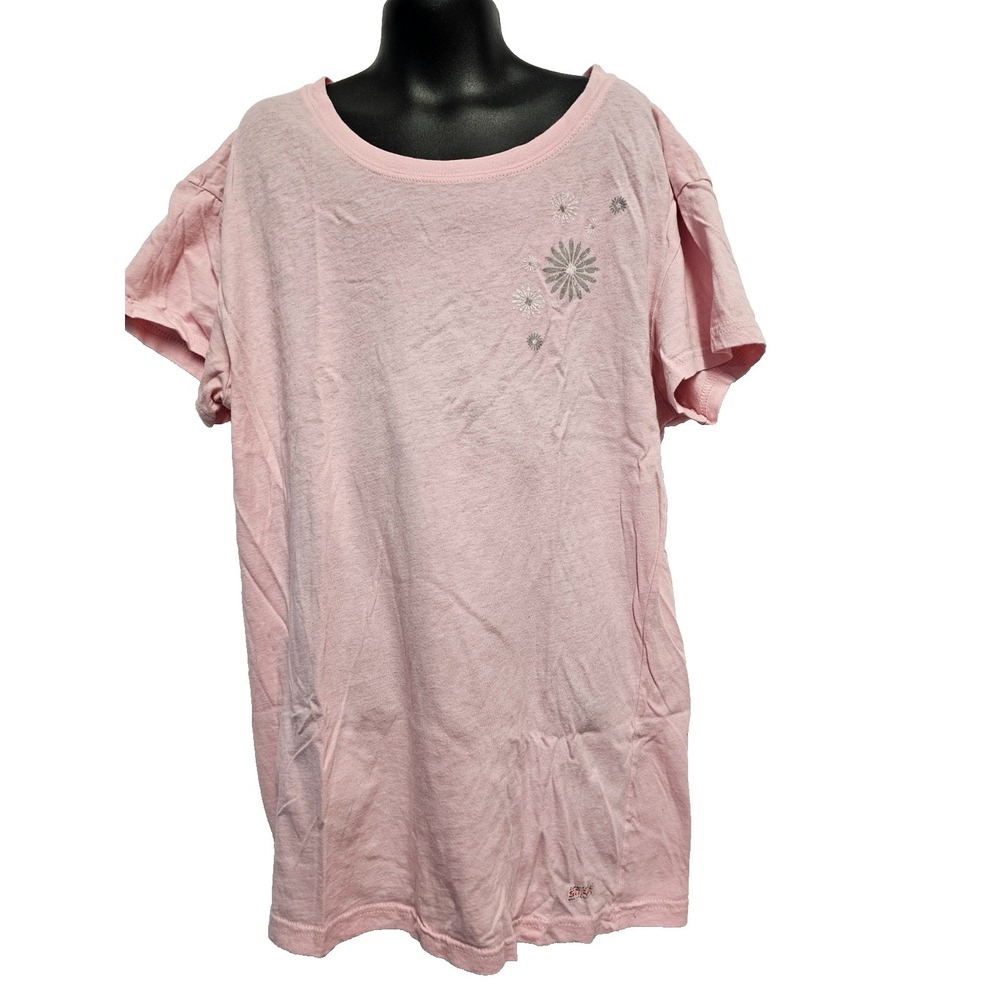 soffe womens pink tshirt with pink and gray flowers size XL